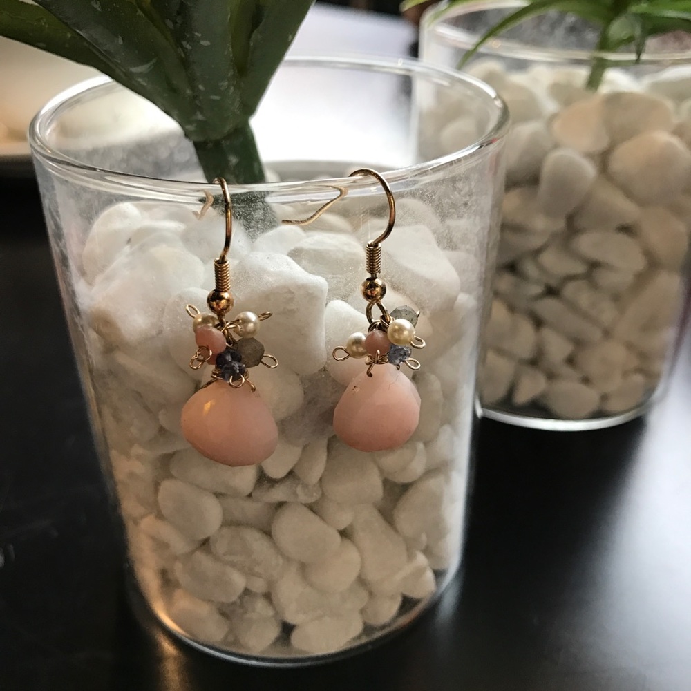 Handmade Natural stone earrings hoops